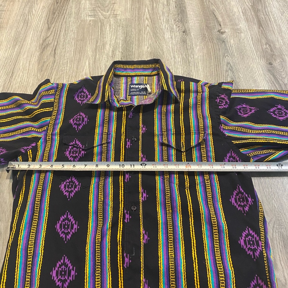 Wrangler Men's Striped Button-Down Shirt in Black, Purple & Yellow - Picture 4 of 7